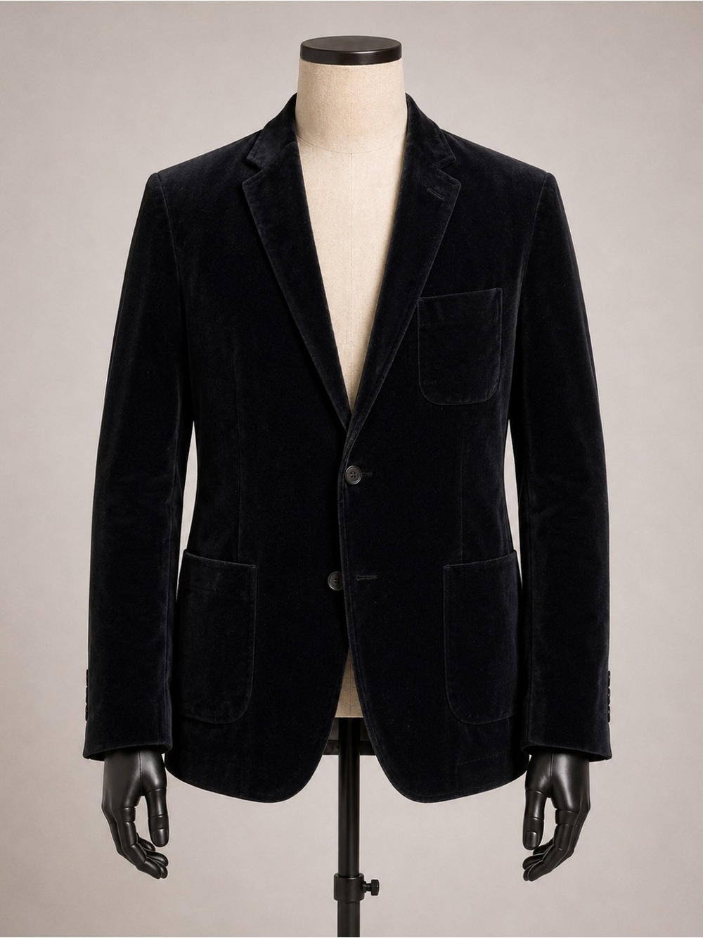 Armani Exchange Men's Black Velvet Two-Button Sport Coat
